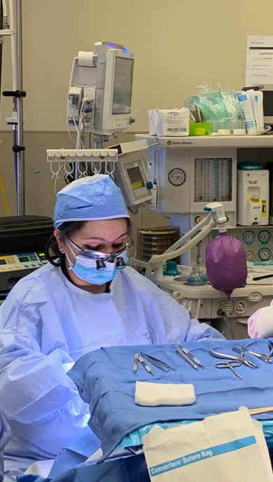 smart, powerful, doctor, woman setting up for dental emergency at floss boss